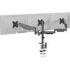 Pholiten Supporto triplo per monitor, supporto per monitor per 3 monitor, supporto da tavolo regolabile per monitor a molla a gas con rotazione girevole per tre schermi da 17-27 fino a 6 kg ciascuno MD8003