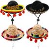 Hileyu Mini Cappelli messicani Sombrero 4Pcs Colorful Sombrero Hats Mini Fun Fiesta Straw Hat Cute Straw Sombreros for Fiesta Carnival Summer Mexican Theme Decorations Party Favors