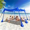 Rhino Valley 3x3M Tenda da Spiaggia Ultra Stabile Portatile, Protezione UV UPF50+ Tenda da Mare per 6 Persone Super Antivento con 8 Ancoraggi a Sabbia Riempibili e 4 Aste in Alluminio, Blu Scuro