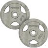 POWRX Dischi Pesi Olimpici in Ghisa 10 kg Set (2 x 5 kg) - Ideali per manubri e bilancieri olimpionici con Braccio da 50 mm (Argento)