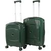 ITACA - Set valigie - Set Valigie Rigide Offerte. Valigia Grande Rigida, Valigia Media Rigida e Bagaglio a Mano. Set di Valigie con Lucchetto Combinazione TSA, Verde