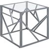 Beliani Tavolino Piano Vetro Trasparente Struttura Metallo Argento Cubo 50 x 50 cm