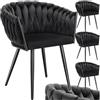 TecTake® Set di 4 Sedie da Pranzo con Braccioli, Sedie Soggiorno in Velluto Extra Fine, Design Elegante a Nodo, Poltrone Velluto con Morbida Imbottitura, Sedie per Sala da Pranzo Versatili - Nero