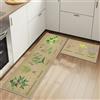 HSGLGNA Set di 2 tappeti da cucina antifatica, tappetini da cucina per la decorazione della casa e l'ufficio, impermeabili, antiscivolo, tappetini da cucina comodi (Floreale C, 43x75+43x150cm)