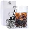 Raisaplin - Set di bicchieri da cocktail e colino, 700 ml, con fondo spesso in vetro soffiato a mano, perfetti per mescolare Manhattan Negroni vecchio stile