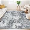 Guchuang Bedding Tappeto per soggiorno, 160 x 230 cm, colore grigio, a pelo corto, design astratto vintage, lavabile, antiscivolo, per camera da letto