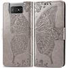 Wuzixi Wallet Cover per ASUS Zenfone 7 PRO ZS671KS. Funzione Stand, Slot Cart, Flip Caso Pelle PU Bumper Custodia con, Case Custodia per ASUS Zenfone 7 PRO ZS671KS.Grigio