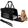 ZSMJAER Borsa Trasportino Gatto, Trasportino Morbido e Pieghevole per Cani e Gatti, Nero, 10kg, Arieggiato su 4 Lati, di Cuscino Estraibile