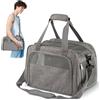 ALLSOPETS Trasportino Cane Aereo Pieghevole, Trasportino Gatto Morbido con Cuscino Rimovibile, Borsa Traspirante per Auto, Treno, Aereo, Veterinario (Grigio Antracite)