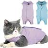 TYXHXTF 2Pcs Tuta per Recupero Gatti, Body Gatto Post Operatorio Sterilizzazione, Alternativa a Collare Gatto per Cani e Gatti (M) (Blu+Viola)