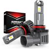 AUHSSAN 9005 LED Lampadine, 80W 16000LM Fari LED HB3, 6000K Bianco Anabbaglianti o Abbaglianti Luminosi, 400% Più Luminoso Wireless Non Polarità Mini Lampadine Auto Sostituzione, Lampadina Nebbia, 2Pezzi