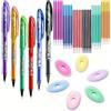 MROOFUL 6 penne gel cancellabili da 0,5 mm nero blu rosso verde arancione viola ricariche penna multicolore con gomma manico lavabile ufficio scuola cancelleria kawaii