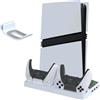 Szaerfa Stazione di raffreddamento per PS5 Pro/PS5 Slim Disc/Digital Edition,Stazione Dock a doppio con supporto per controller,Caricatore Base di raffreddamento per console, supporto per cuffie (Bianco)