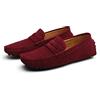 LZQpearl Mocassini Penny da Uomo, Scarpe Basse da Uomo in Pelle Scamosciata, Slip on Boat Deck Casual Mocassino Pantofole per Unisex Adulti E Adolescenti (Wine Red,47)