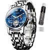 OLEVS Orologio da uomo con codice temporale, cinturino in acciaio inossidabile, impermeabile, multi funzionale, orologio da lavoro, al quarzo, rotondo, lussuoso, per uomo