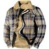 DUHGBNE Giacca bomber da uomo in tartan spesso leggera antivento materiale confortevole camicia a quadri in flanella cardigan giacche per uomo camicia scozzese casual, cachi, XL