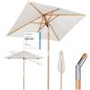 Sekey® 200 × 150 cm Ombrellone in Legno Ombrello Parasole da Esterno da Giardino Crema Protezione solare UV50+