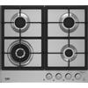 BEKO HIAW64226SXE - Piano cottura a gas da 60 cm - Inox - 4 Fuochi - Bruciatori High Efficiency - Manopole frontali - Griglie in ghisa