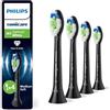 PHILIPS Sonicare W2 Optimal White, testine di ricambio originali, nero, confezione da 4, HX6064/88, Nuovo, 4 Testine