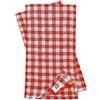 LINEN & COTTON Tovaglioli di Stoffa a Quadretti Rossi e Bianchi Estella Set di 4-100% Lino, Rosso Bianco (32 x 32 cm) Tovaglioli Country Rustici per Tavolo Cucina Caffe Ristorante Primavera Pasqua