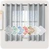 MRTREES Tende Voile Semitrasparenti per Interni In lino con Occhielli 140x160 CM Tenda Trasparente Moderne per Camera da Letto Soggiorno e Cucina Tende Piccole per Finestra Grigio 2 Pezzi