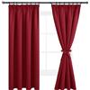 DWCN Tende decorative per finestra con nastro arricciato, set da 2 pezzi, altezza 175 x larghezza 140 cm, opache, per soggiorno, con cravatte, oscuranti, termiche, colore rosso