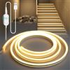 YOODI Striscia LED con Sensore di Movimento, 2M Calda Luce Bianca Striscia LED con Timer, PVC Flessibile Tagliabile Luci al Neon a Dimmerabile Continua per Scale, Armadio, Cucina, Presa USB