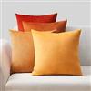 Topfinel Set di 4 federe per cuscino, in velluto, colore giallo, per la camera dei bambini, decorative, per il divano, 60 x 60 cm
