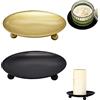 Homefantasy 2 Pezzi Piatto Portacandele Portacandele a Colonna Retrò Nero e Oro,Porta Candele,Candelabro,Vassoi per Candele,Piatto di Candele,per Coni di Incenso,Spa,Preghiera,Casa, Feste, Matrimoni