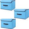 EURXLQ Scatole Portaoggetti con Coperchio,Scatole per Armadio Pieghevoli,Scatole Portaoggetti,Scatole Armadio con Coperchio e Maniglie per l'armadio (Blu, 3 pack-36×23×24 cm)