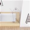 MIQU 120 x 140 cm Pannello doccia per vasca da bagno doccia con 3 parti, parete pieghevole da 6 mm, vetro Nano ESG, orientabile, pieghevole, divisorio in vetro
