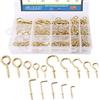 GLARKS Kit assortito da 213 pezzi con occhielli a vite placcati in ottone, ganci a vite e ganci quadrati per appendere le tazze da soffitto