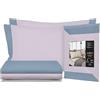 PERLARARA Completo Letto Matrimoniale in Flanella di Caldo Cotone 100%, Set Lenzuola Matrimoniali Maxi con Lenzuolo Sopra, Sotto e 2 Federe, Made in Italy, Pavone 119 Bicolor