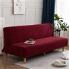 SUIOKPO Copridivano Senza Braccioli 3 Posti Elasticizzato Copridivano Antigraffio Gatto Copridivano Futon Jacquard Tinta Unita Lavabile, Clic Clac Per Soggiorno Casa,Rosso