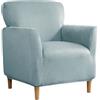 SYLC Fodere Copripoltrona Velluto Elasticizzato Ottomano Copertura Fodera In Ottomano Copridivano Da 1 Posto Con Cuscino Fodera Per Poltrona (Light blue,Chair)