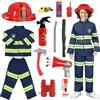 VICTERR Costume da Pompiere per Bambini, 13pcs Giochi di Ruolo per Bambini Costumi di Halloween, Giocattolo per Bambini dai 4 - 6 Anni per Feste in Maschera, Esercitazioni Antincendio, Scuola e Casa (120 cm)