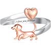 PROESS Anello per bassotto, in argento Sterling 925, regolabile, per cani viennesi, regalo per ragazze e donne, Argento sterling