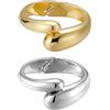 Emibele Bracciale d'Oro & Argento, Bracciale Bangle Aperto Placcato Oro 18 Carati, Set di Bracciali A Goccia per Le Donne, Regalo di Gioielli Che Non Si Appannano, 2 Pack