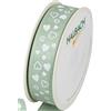 Halbach Seidenbänder Nastro regalo cuori, larghezza 25 mm, lunghezza 18 m, nastro stampato con motivo a cuore, nastro perfetto per matrimonio o San Valentino, colore: menta/bianco