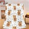 Beynepe Coperta e coperta con stampa di mucca delle Highland con stampa di mucche e fiori, in morbido pile e caldo pile di flanella per ragazze bambini adulti divano viaggio 101,6 x 127 cm
