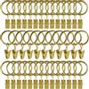 Amzseven, 44 anelli per tende in metallo con clip, forti anelli per tendaggi, ganci decorativi per finestra, diametro interno 1 cm, colore oro antiruggine, 44 pezzi