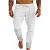Yutdeng Pantaloni Uomo Eleganti Pantaloni Lino e Cotone Estivi Leggeri Casual Pantalone con Coulisse e Tasche Pantaloni Larghi per Spiaggia Yoga Vacanza