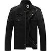 WenVen Giacca da Uomo Classica in Cotone Giubbotto con Zip Antivento Cappotto Casual Tempo Libero Giaccone Leggera Autunnale Uomo Verde Militare M