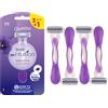 Wilkinson Sword myIntuition Quattro Smooth Violet Bloom - confezione da 3+1 rasoi usa e getta da donna
