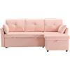 SUPPNEED Divano Modulare a Forma di L Con Chaise Longue Reversibile, Sezionale Con Posti di Stoccaggio (Rosa, Velluto, 3 Posti)