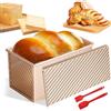 BOUFEIDA Stampo per pane con coperchio, 450 g, in alluminio, antiaderente, con spatola in silicone e cucchiaio per pane, dolci, torte, oro