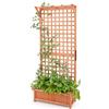 COSTWAY Fioriera da Esterno con Grigliato e Tettuccio, Letto Rialzato in Legno con Fori di Scarico, Aiuola Rialzata con Spalliera per Piante Rampicanti Viti e Fiori, 75 x 33 x 182,5 CM