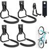 3-H Supporto Bici da Muro 6 Pezzi, Appendi Bici da Muro Acciaio Inox 45KG Carico con Supporto Extra per Appartamento, Garage con Gancio e Cinghia di Fissaggio