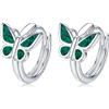CHENGHONG Orecchini a cerchio in argento Sterling con panda, farfalla, volpe, mamma, orso, lupo, fenicottero, opale, gioielli regalo per bambini, Argento Sterling