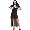 pvucpot Vestito da Suora Costume donna Collana e Guanti, Ideale per Halloween Cosplay Carnevale Festa Costume Suora Sexy Donna Abito Suora Cosplay